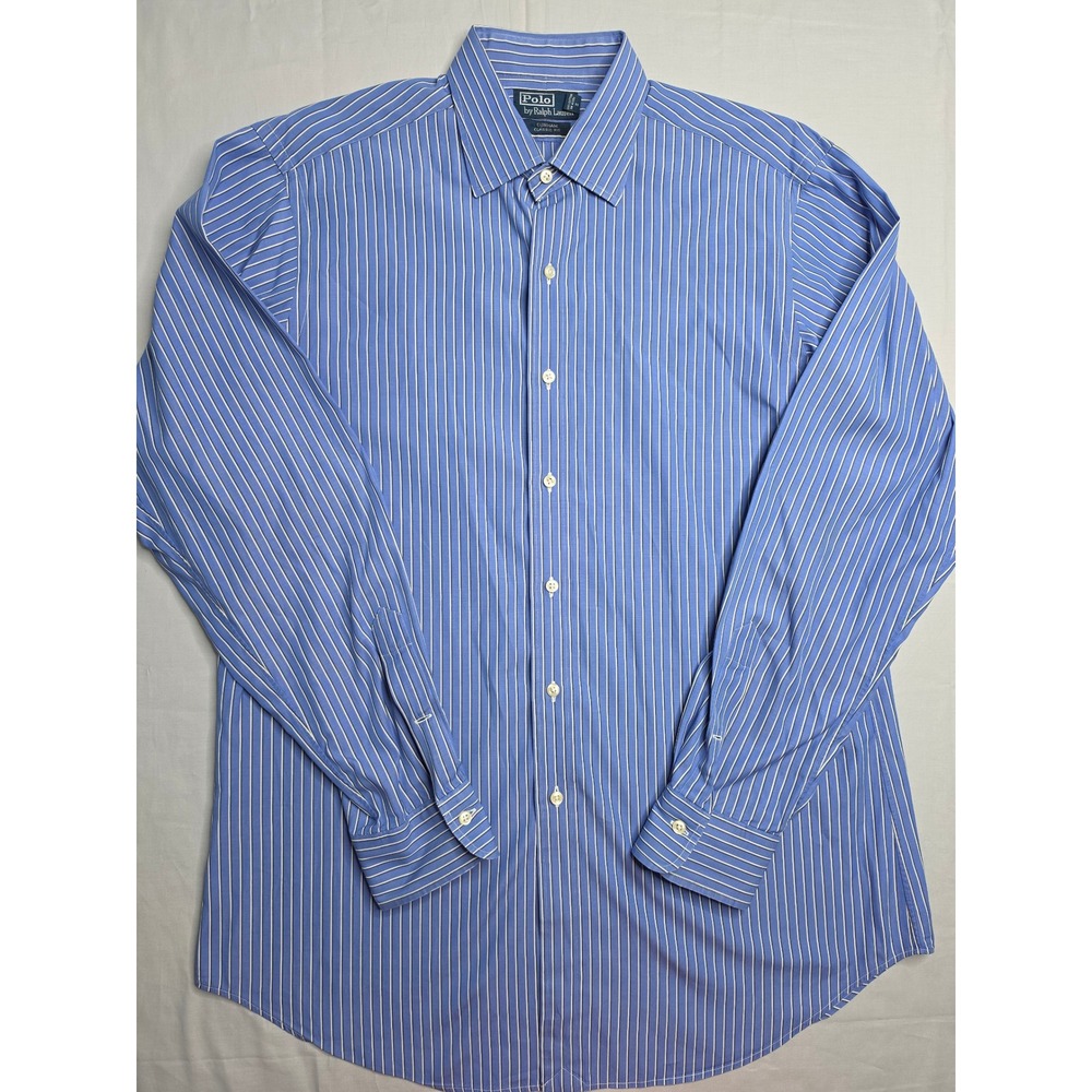 Polo Ralph Lauren Shirt Men's L Blue White Striped Button-Up Curham Classic Fit